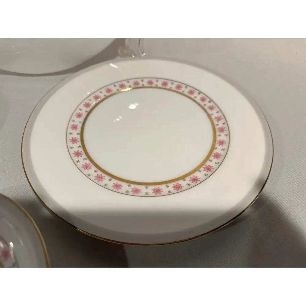 Vintage 50s Atomic Dishes Pink Starburst 6 Piece Place Setting